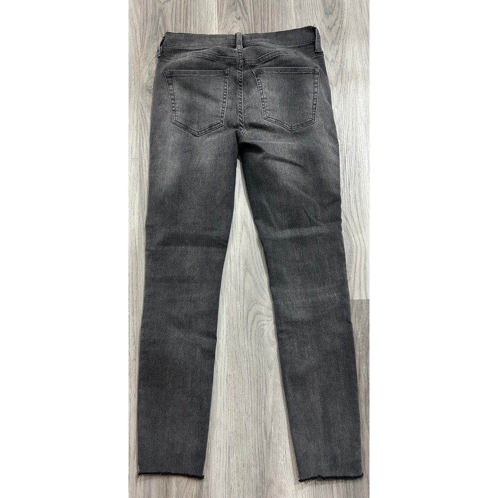 Boho free People‎ High Rise Skinny Jeans Faded Black Button Fly Raw Hem 28 gray